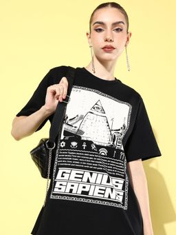 Difference of Opinion - Black Graphic Oversized T-Shirt