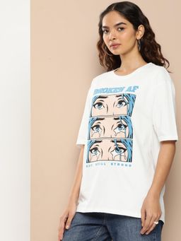 Difference of Opinion - Off White Graphic Oversized T-Shirt