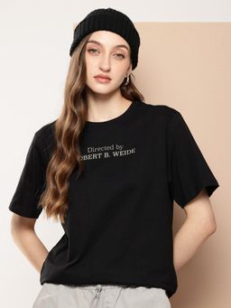 Difference of Opinion - Black Typographic Oversized T-Shirt