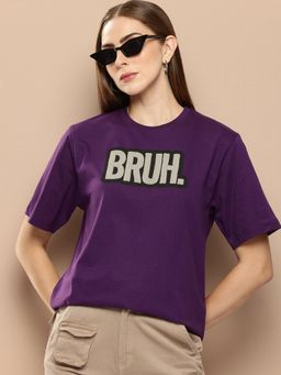 Difference of Opinion - Purple Typographic Oversized T-Shirt