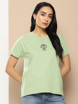 Difference of Opinion - Green Graphic Boxy Regular T-Shirt