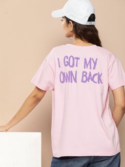 Difference of Opinion - Pink Typographic Boxy Regular T-Shirt