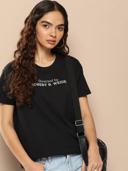 Difference of Opinion - Black Typographic Boxy Regular T-Shirt