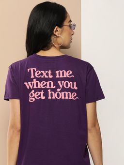 Difference of Opinion - Purple Typographic Boxy Regular T-Shirt