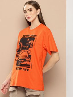 Difference of Opinion - Orange Graphic Oversized T-Shirt