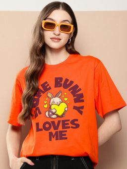 Difference of Opinion - Orange Graphic Oversized T-Shirt