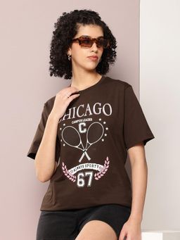 DILLINGER - Brown Graphic Oversized T-Shirt