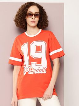 DILLINGER - Orange Typographic Oversized T-Shirt