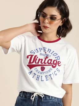DILLINGER - White Typographic Oversized T-Shirt