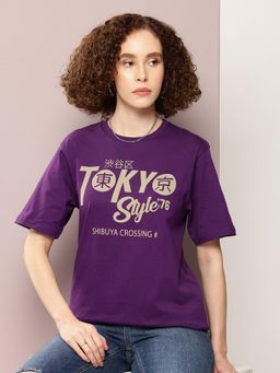DILLINGER - Lavender Typographic Oversized T-Shirt