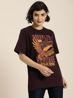 DILLINGER - Maroon Graphic Oversized T-Shirt