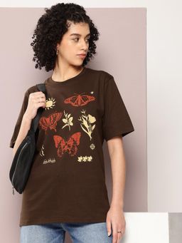DILLINGER - Maroon Graphic Oversized T-Shirt