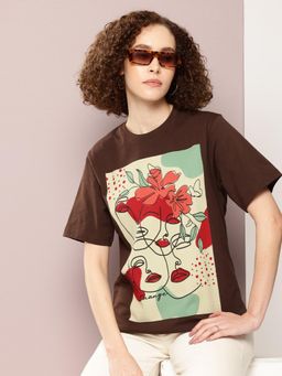 DILLINGER - Brown Graphic Oversized T-Shirt