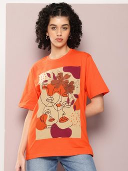 DILLINGER - Orange Graphic Oversized T-Shirt