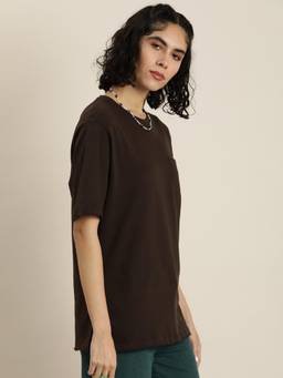 DILLINGER - Brown Solid Oversized T-Shirt