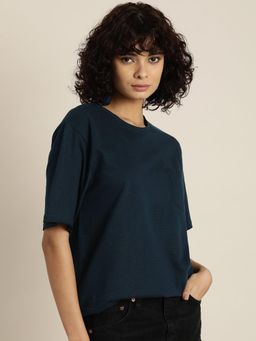DILLINGER - Navy Blue Solid Oversized T-Shirt