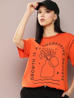 DILLINGER - Women Orange Graphic Printed T-Shirt