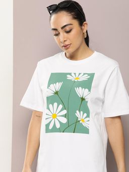 DILLINGER - Floral Printed Oversized Pure Cotton T-Shirt