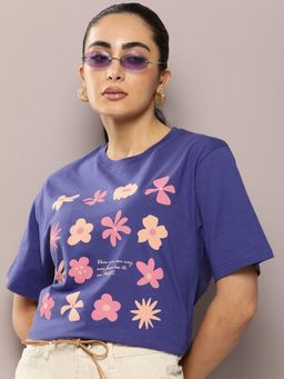 DILLINGER - Lavender Floral Oversized Pure Cotton T-Shirt