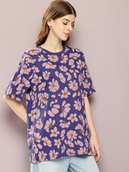 DILLINGER - Purple Floral Oversized T-Shirt