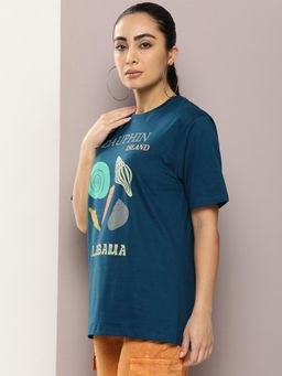 DILLINGER - Blue Graphic Oversized Pure Cotton T-Shirt