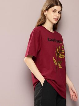 DILLINGER - Maroon Graphic Oversized T-Shirt