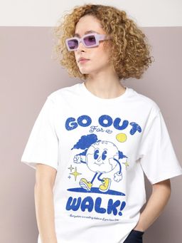 DILLINGER - White Graphic Oversized Pure Cotton T-Shirt