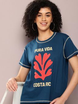 DILLINGER - Blue Graphic Boxy Regular T-Shirt