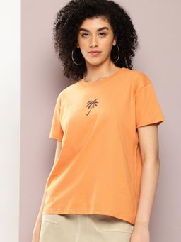 DILLINGER - Orange Graphic Boxy Regular T-Shirt