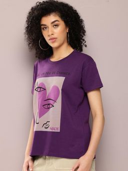 DILLINGER - Purple Graphic Boxy Regular T-Shirt