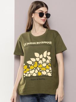 DILLINGER - Olive Graphic Boxy Regular T-Shirt
