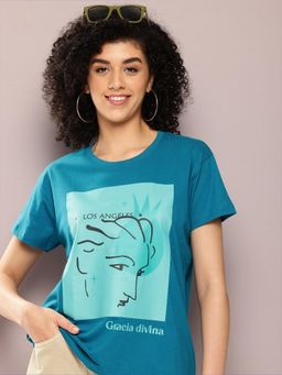 DILLINGER - Blue Graphic Boxy Regular T-Shirt