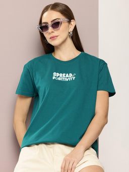 DILLINGER - Green Typography Boxy Regular T-Shirt
