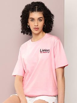 DILLINGER - Pink Typographic Oversized T-Shirt