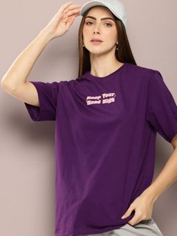 DILLINGER - Purple Typography Oversized T-Shirt