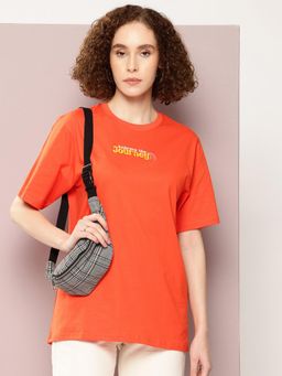 DILLINGER - Orange Typographic Oversized T-Shirt