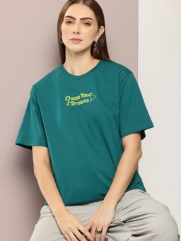 DILLINGER - Green Typography Oversized T-Shirt