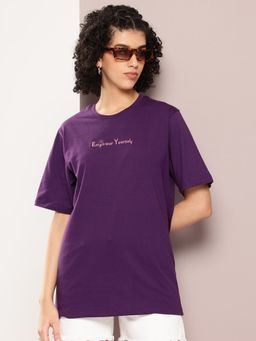 DILLINGER - Purple Typographic Oversized T-Shirt