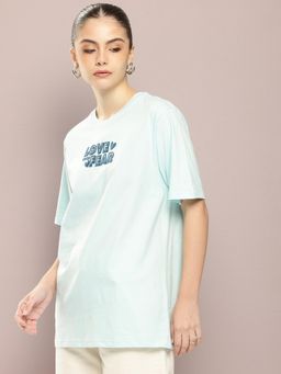 DILLINGER - Blue Typography Oversized T-Shirt