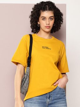 DILLINGER - Mustard Typographic Oversized T-Shirt