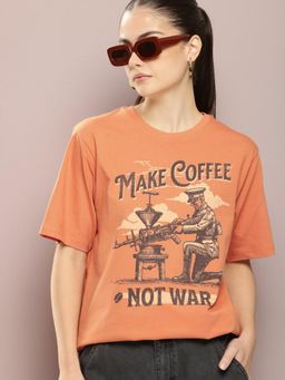 DILLINGER - Orange Graphic Oversized T-Shirt