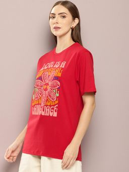 DILLINGER - Red Graphic Oversized T-Shirt