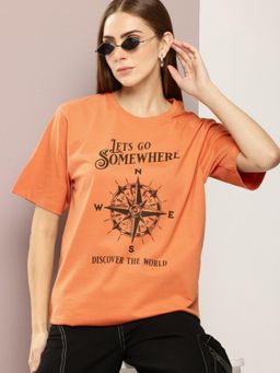 DILLINGER - Brown Graphic Oversized T-Shirt