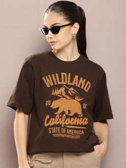 DILLINGER - Brown Graphic Oversized T-Shirt