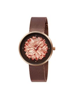 Strand by Obaku - Blossom Walnut Quartz Black Round 3D Dial Womens Watch S700LHVNMN