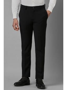 Louis Philippe - Men Black Slim Fit Solid Flat Front Formal Trousers