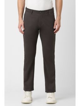 Peter England - Men Brown Solid Slim Fit Casual Trousers