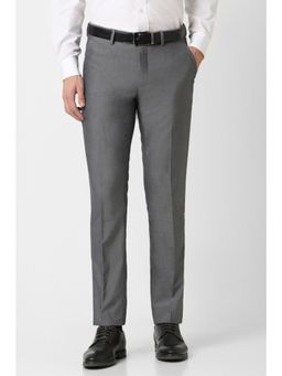 Peter England - Men Grey Solid Slim Fit Formal Trousers