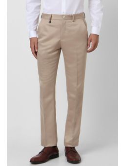Van Heusen - Men Beige Solid Skinny Fit Trousers