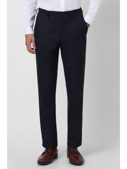 Van Heusen - Men Navy Solid Slim Fit Trousers